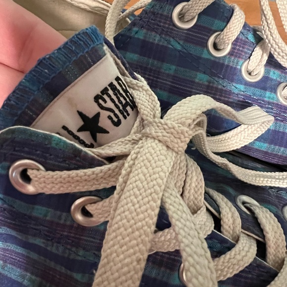 Converse All Star Blue plaid low top sneakers men’s size 10.5- GUC - Picture 3 of 11